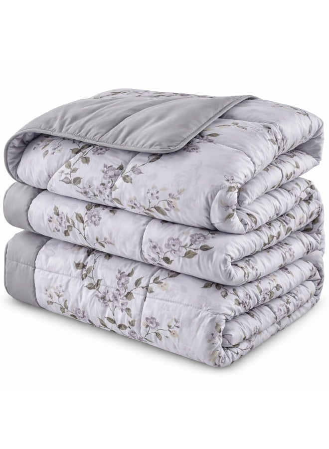 ماركه  طقم مفرش سرير نفر ونص 4 قطع وجهين (مشجر / سادة) – لحاف منفوخ مايكروفايبر 170×230 سم مع شرشف مطاطي، خامة فاخرة وتصميم أنيق يمنح غرفتك لمسة فخامة وراحة - Image 4